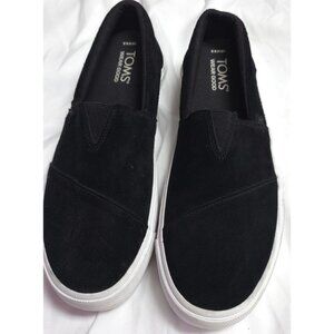 Toms Fenix Womens 8.5 Black Slip On Suede Comfort Low Platform Sneakers Shoes